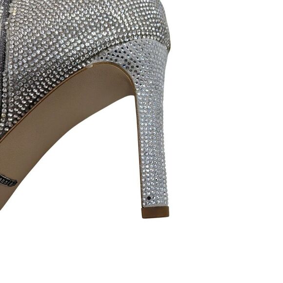 Gianni Bini Womens Silver Rhinestone Cowboy Boots 7.5 Stiletto Bling Glam Prom - Picture 10 of 13
